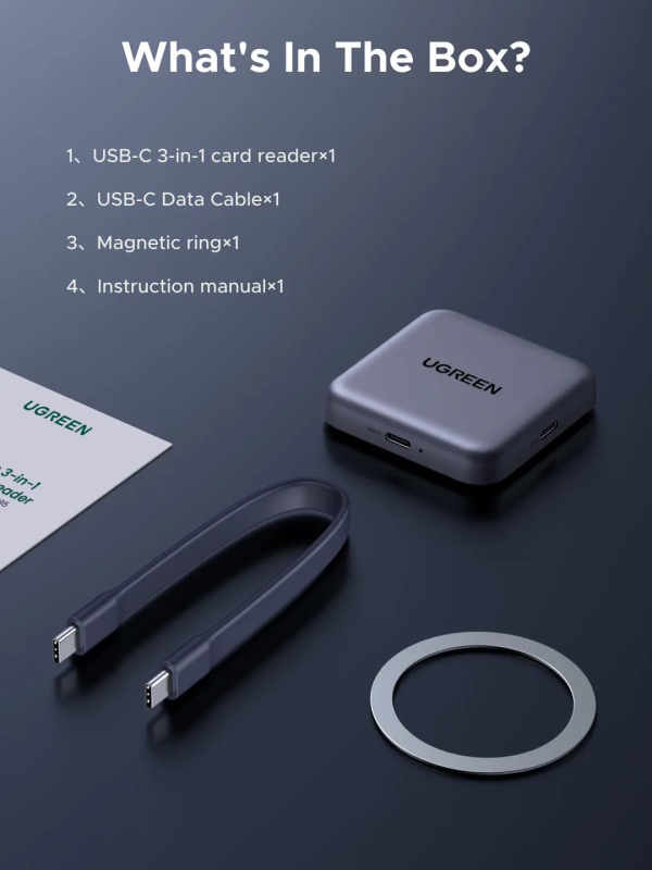 uGreen 三合一磁力吸式 USB-C 讀卡機 CM898