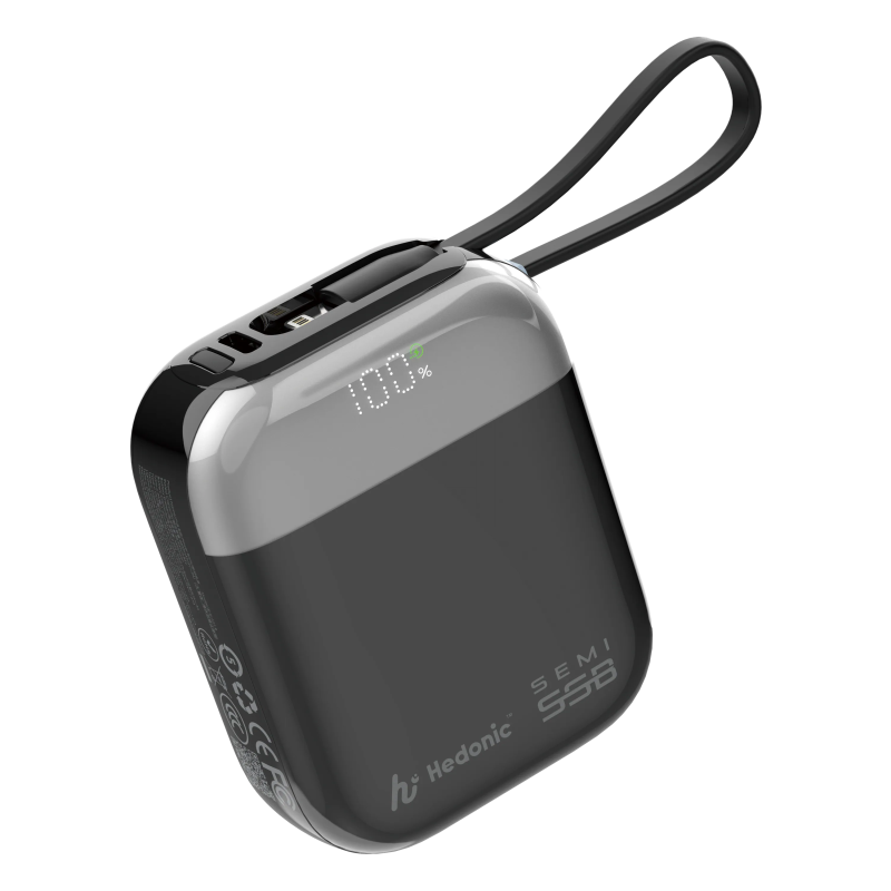 Hedonic Semi SSB PD3.0 10,000mAh 20W (CCC 二維碼版) 內置 USB-C & Lightning 線行動電源 - 3 色