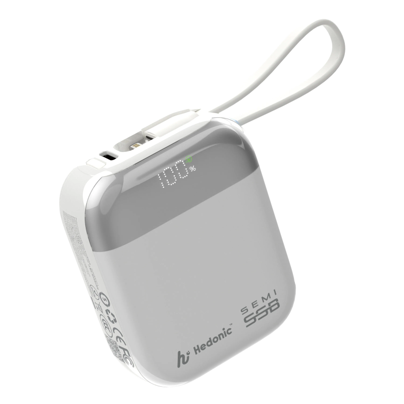 Hedonic Semi SSB PD3.0 10,000mAh 20W (CCC 二維碼版) 內置 USB-C & Lightning 線行動電源 - 3 色