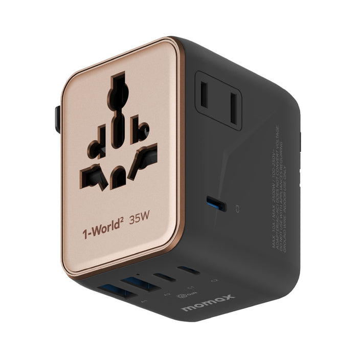 Momax 1-World² 35W 五接口雙 AC GaN 迷你旅行充電器 - 2 色 (UA27) | 充電插座