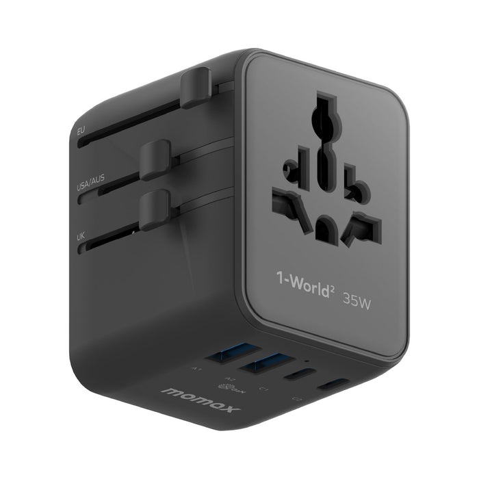 Momax 1-World² 35W 五接口雙 AC GaN 迷你旅行充電器 - 2 色 (UA27) | 充電插座