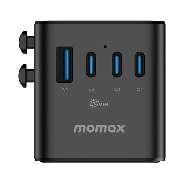 Momax 1-World² 205W 七接口雙 AC GaN 旅行充電器 - 鈦色 (UA28) | 充電插座