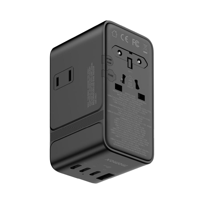 Momax 1-World² 205W 七接口雙 AC GaN 旅行充電器 - 鈦色 (UA28) | 充電插座