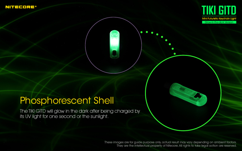 NITECORE TIKI GITD 綠夜光 螢光 USB-C充電 多用途鑰匙燈 鎖匙扣 電筒