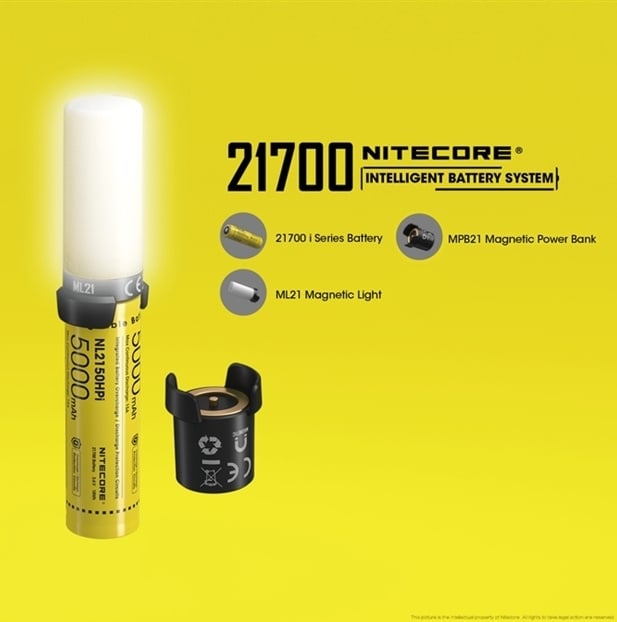 Nitecore 21700智能電池系統, 尿袋+充電器+CRI90燈 NL2150HPi MBP21Kit