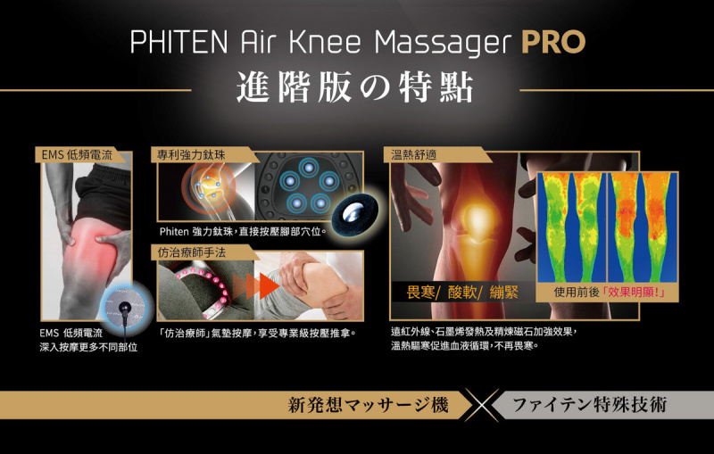 [香港行貨]Phiten 膝部氣墊按摩器 Pro 進階版