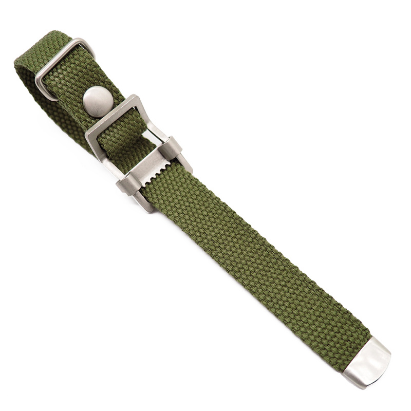 20mm, 22mm 軍綠色編織帆布 Nato 錶帶, 活動牙扣