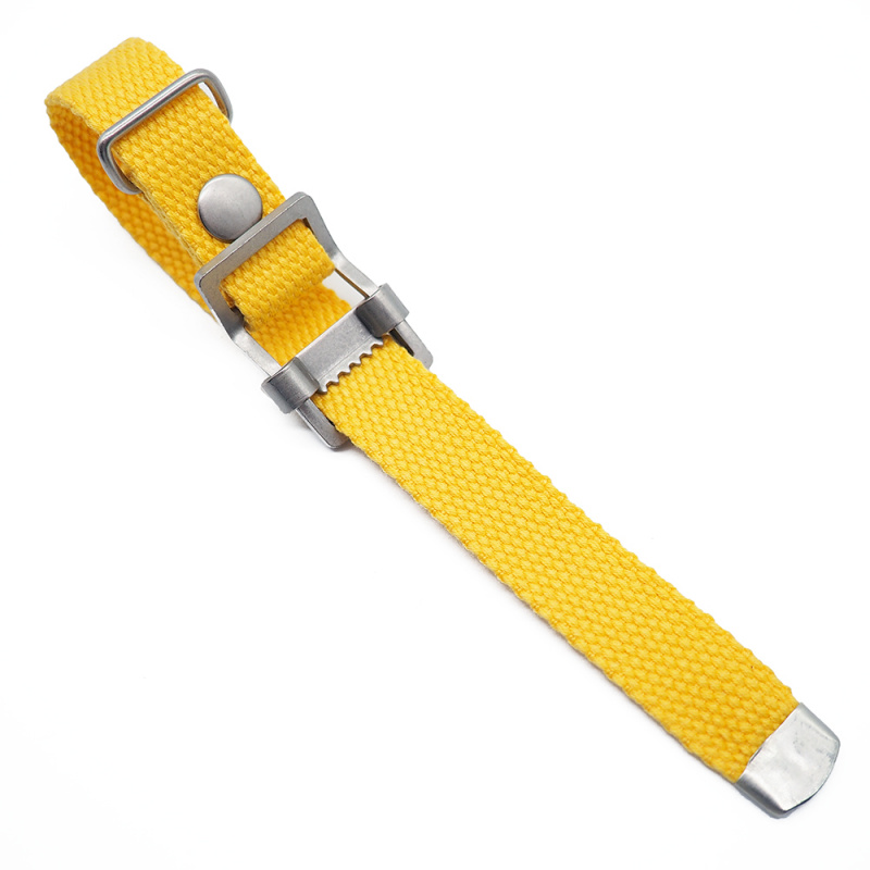 20mm, 22mm 黃色編織帆布 Nato 錶帶, 活動牙扣