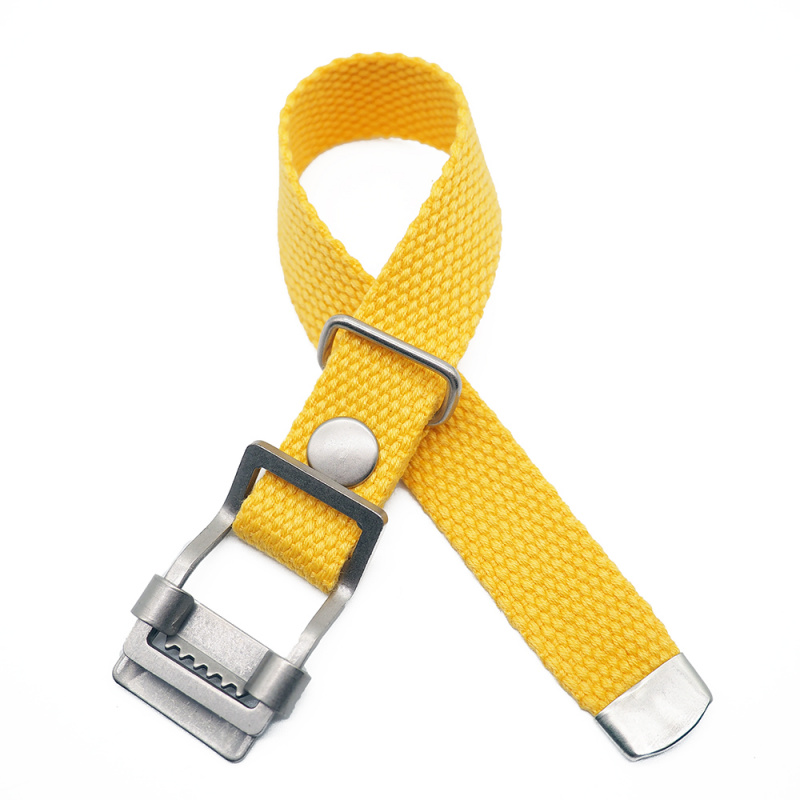 20mm, 22mm 黃色編織帆布 Nato 錶帶, 活動牙扣