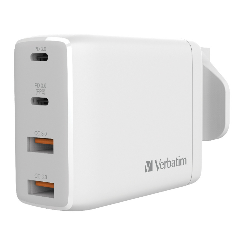 [100W超細Size] Verbatim 4 Port 100W PD 3.0 & QC 3.0 GaN USB充電器 超細 apple android iPhone macbook