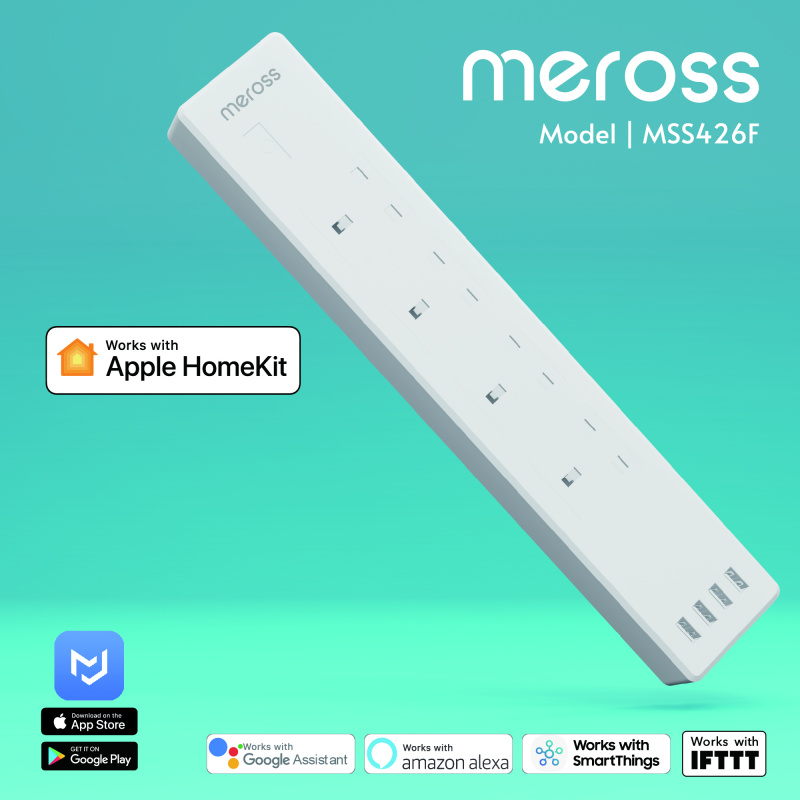 Meross Apple HomeKit 4位WiFi智能拖板 (13A) MSS426F (USB*4) (62-20-4260)