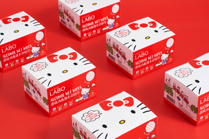 Everybody Labo - Hello Kitty 酒精消毒護手濕紙巾 (20pcs)