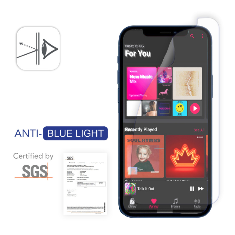 ARMOR iPhone 12 Pro Max 軟性玻璃濾藍光、防眩光螢幕保護貼