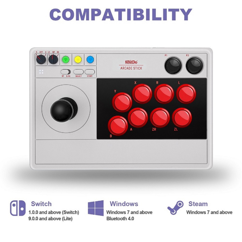 8bitdo 格鬥遊戲機Steam無線藍牙街機搖桿大手制控制器 PC電腦/Nintendo Switch/Switch Lite適用
