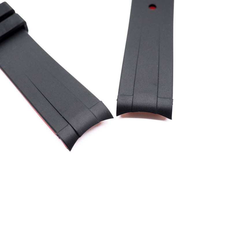 20mm, 22mm 黑紅雙色彎頭橡膠錶帶 合適 Rolex, Omega 及 MoonSwatch
