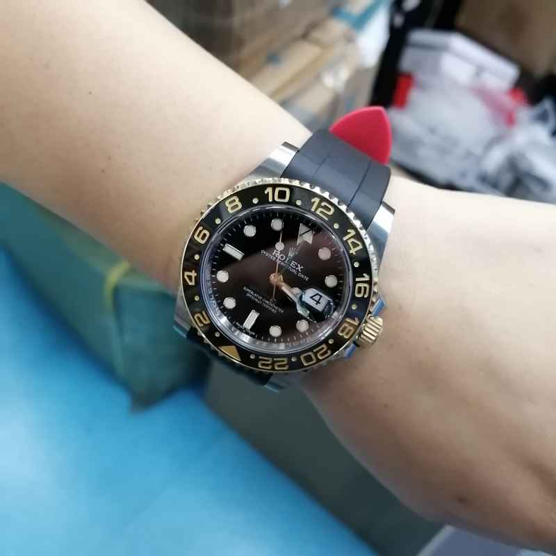 20mm, 22mm 黑紅雙色彎頭橡膠錶帶 合適 Rolex, Omega 及 MoonSwatch