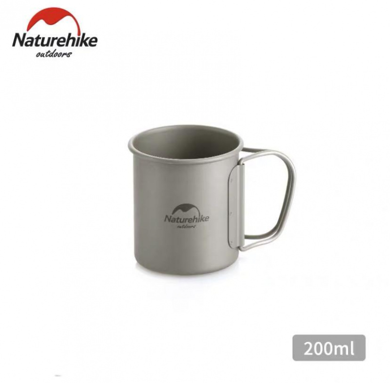 Naturehike 純鈦附蓋把手折疊水杯戶外野營便攜餐具