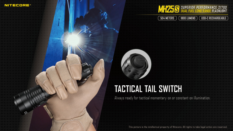 {MPower} Nitecore MH25S USB 充電 1800 流明 LED Flashlight Torch 電筒 - 原裝行貨