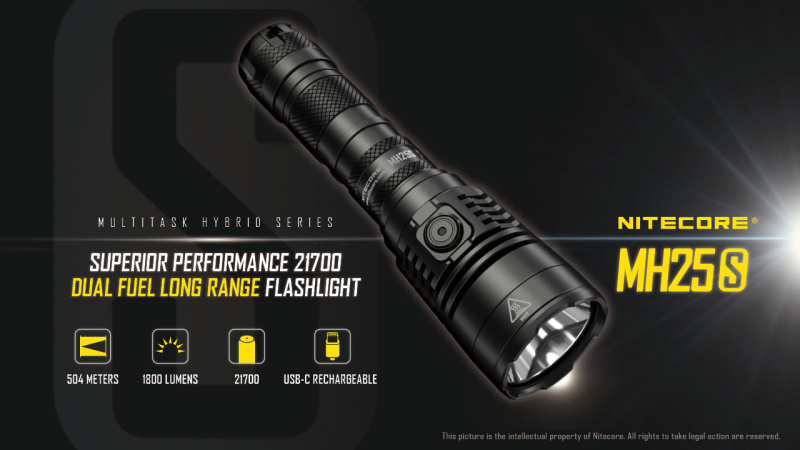 {MPower} Nitecore MH25S USB 充電 1800 流明 LED Flashlight Torch 電筒 - 原裝行貨