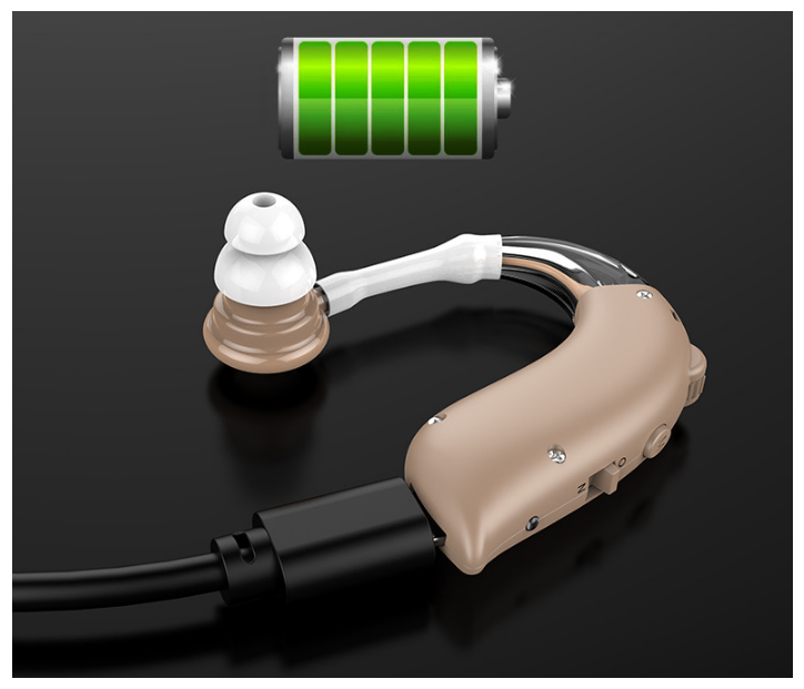 USB可充電式助聽器，適合老年人的助聽器，可旋轉矽膠導管, 適合左/右耳朵使用