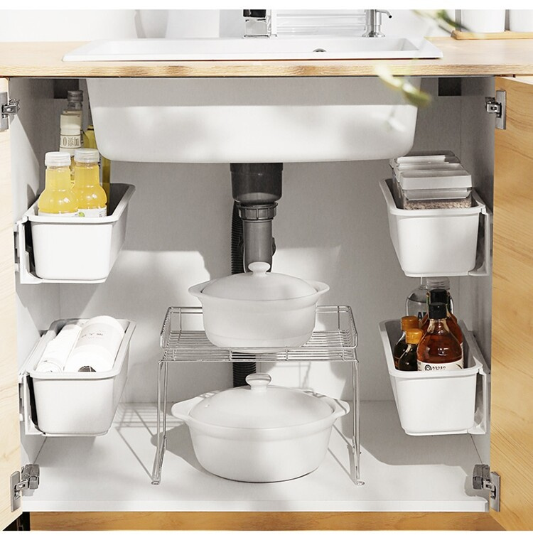 免釘免鑽萬用推拉式櫥櫃抽屜收納盒