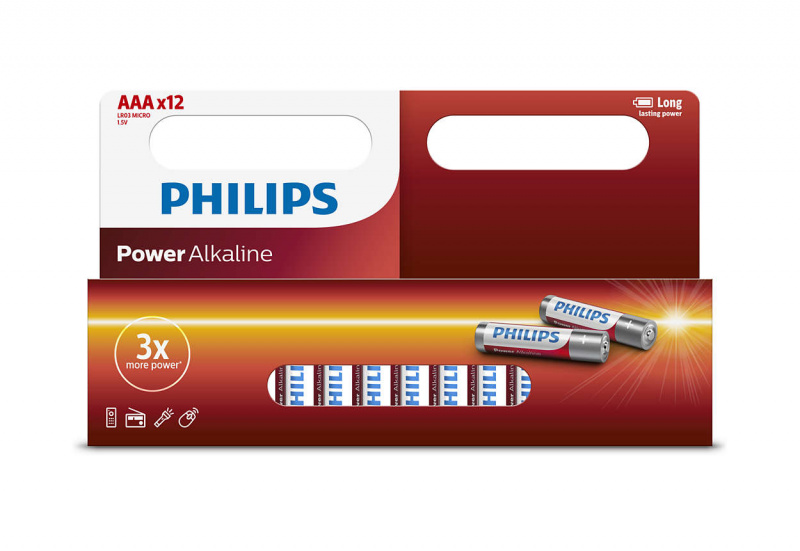 Philips 飛利浦 - Power Alkaline 鹼性電池 AAA 12粒裝 LR03P12B/97