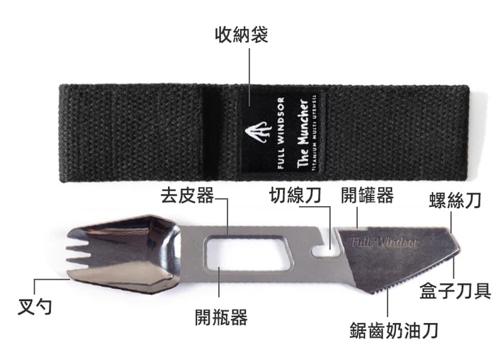 Full Windsor The Muncher Titanium Multi Utensil 實用戶外野營便攜多用途工具
