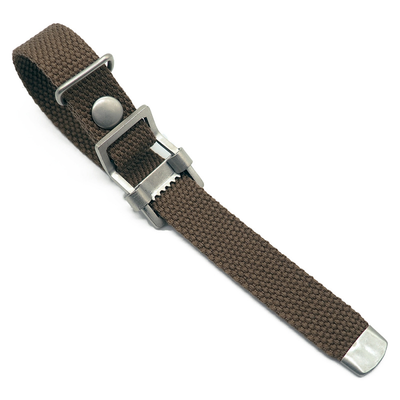 20mm, 22mm 棕色編織帆布 Nato 錶帶, 活動牙扣