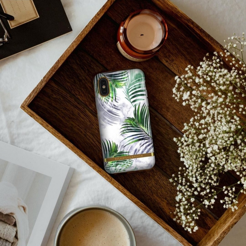 Richmond & Finch iPhone X/XS Case白石雨林 - WHITE MARBLE TROPICS - GOLD DETAILS ( IPX-604 )