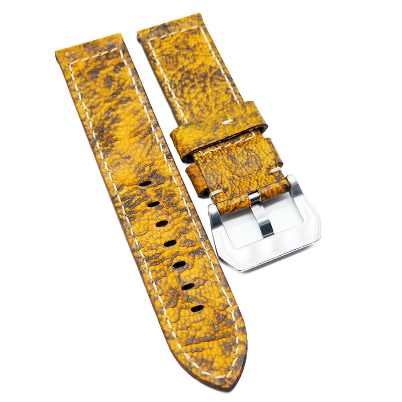24mm 黃薑色雲石紋牛皮錶帶