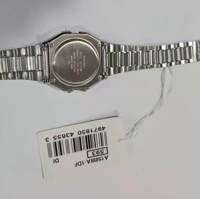 Casio A158WA-1數字不銹鋼手錶