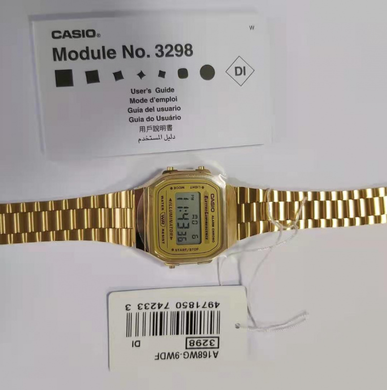 Casio A168WG-9W 經典復古不鏽鋼錶帶金色錶殼