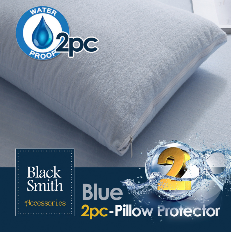 Black Smith (第2代) 高透氣防水床笠 + (2件裝) 枕頭套套裝 [藍色優惠套裝] [5尺寸]