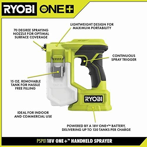 Ryobi One 18V 無線手持式噴霧器,含+1.5 Ah *1電池和快速充電器（美國預訂10-15個工作日）