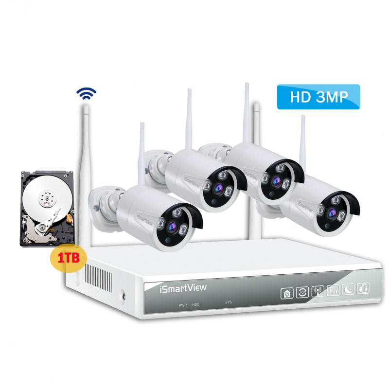 iSmartView 2K高清無線CCTV 4鏡頭NVR套裝 內置1TB硬盤 無線監控套裝 免拉線 ARW-K8204H-PRO