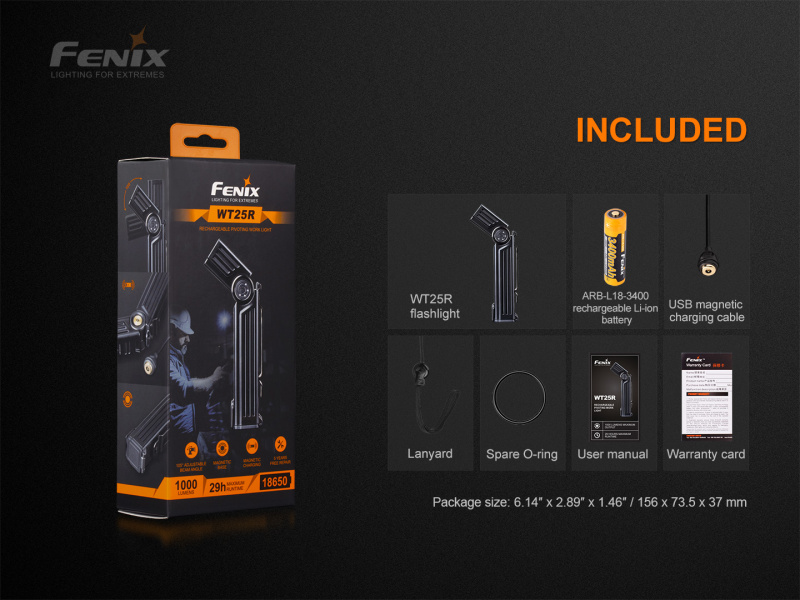 Fenix WT25R Cree XP-L HI LED USB磁吸充電 工作燈 角燈 18650 電筒