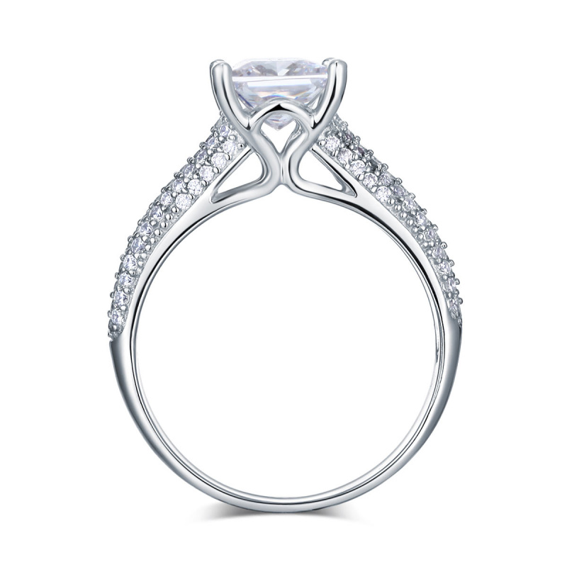 婚禮飾品Stariiz 仿真方鑽四爪微鑲純銀婚戒指環 925 Silver Ring人工合成鑽石