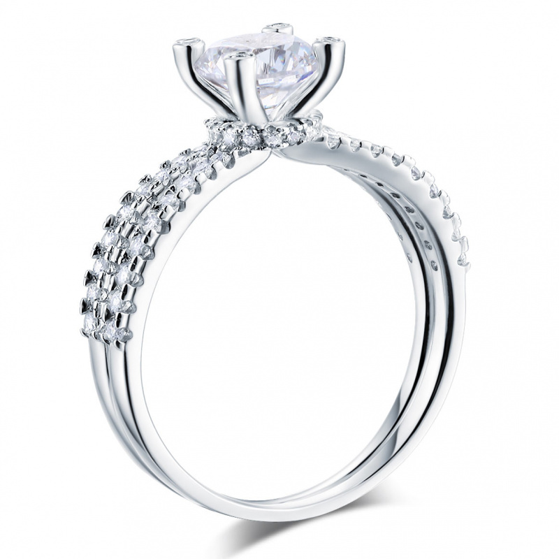 婚禮飾品Stariiz 仿真鑽四爪微鑲純銀婚戒指環首飾 925 Silver Ring人工合成鑽石