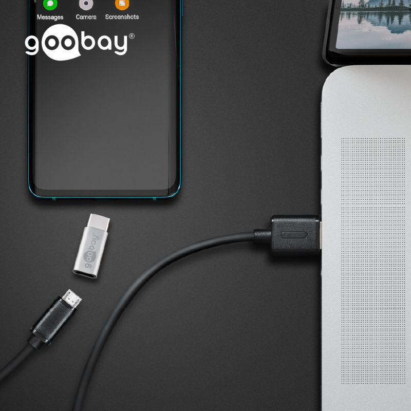 Goobay USB-C™ to USB 2.0 Micro-B 轉接器 (銀色)