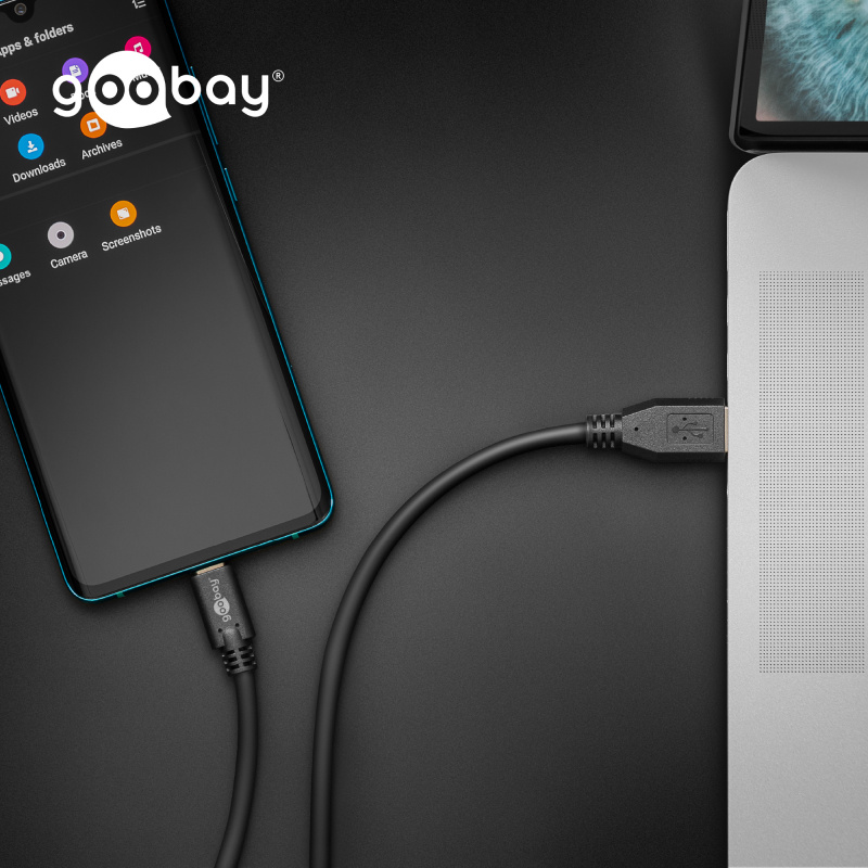 Goobay USB-C™ to USB A 3.0 極速傳輸充電數據線 (5Gbps, 0.5m) (黑色)