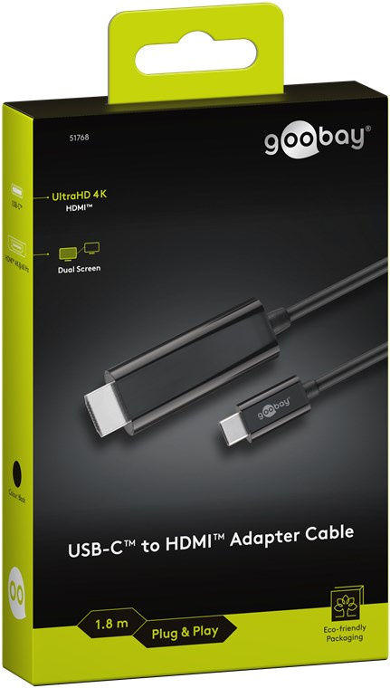 Goobay USB-C™ to HDMI™ 連接線 (4K, 1.8m)(黑色)