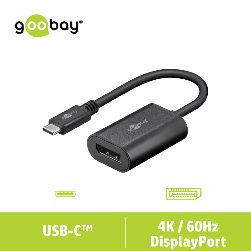 Goobay USB-C™ to DisplayPort 轉接器 (4K 60Hz)(黑色)
