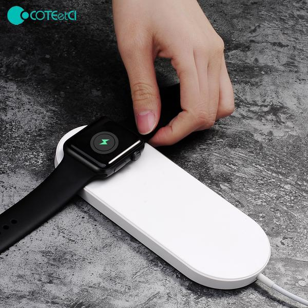 COTEetCI Dau Fast Charging Wireless Charger for Smartphones & Apple Watch 雙位無線充電板