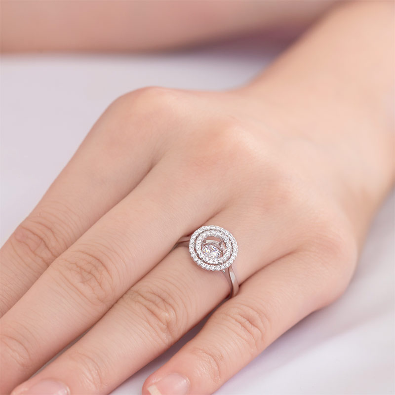 Niomi 跳動懸浮 高仿鑽 優雅純銀戒指 日本專利設計