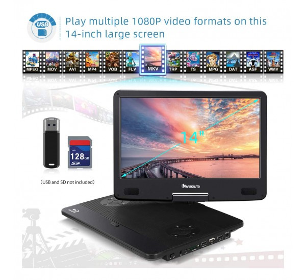 [全港免運費] (香港行貨)GIEC - BP1400 14" 16:9 手提高清螢幕藍光DVD機