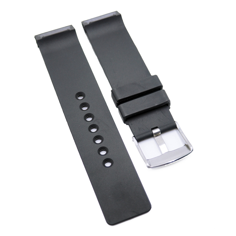 23mm 黑色優質窩釘橡膠代用錶帶 合適 Cartier Santos 100 XL