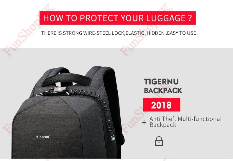 Tigernu 防盜雙肩背囊 [2色] (2018休閒款A)