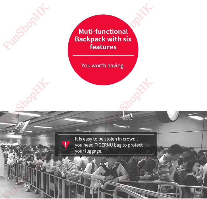 Tigernu 防盜雙肩背囊 [2色] (2018休閒款A)