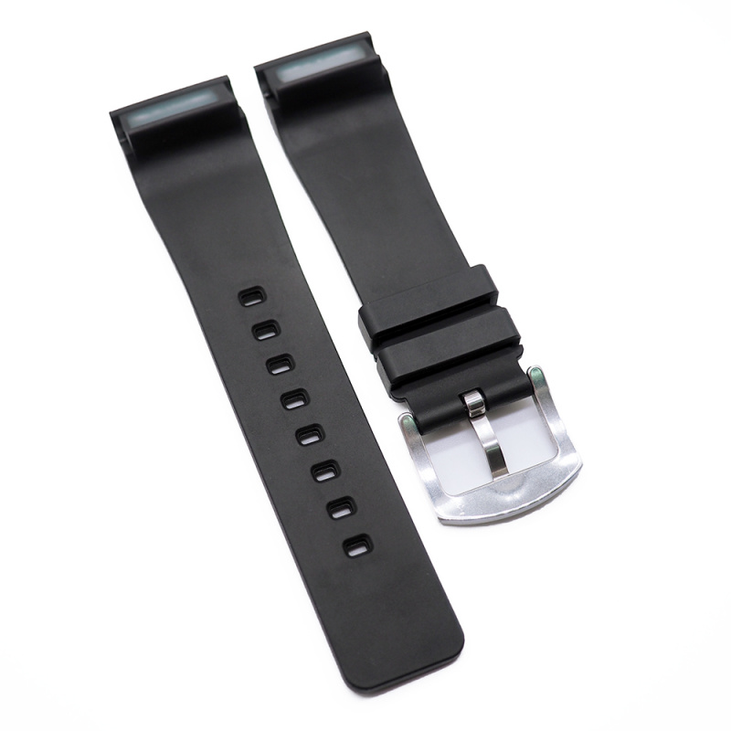 20mm, 23mm 黑色優質直間紋防水膠錶帶 合適男裝 Cartier Santos