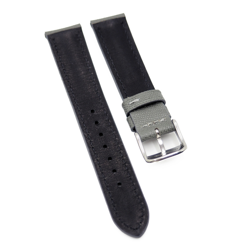 18mm 十字紋牛皮錶帶, 黑色 / 藍色 / 灰色